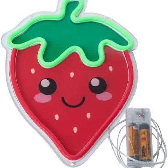 Strawberry Neon Wall Light - Red and Green - Picture 3 of 4